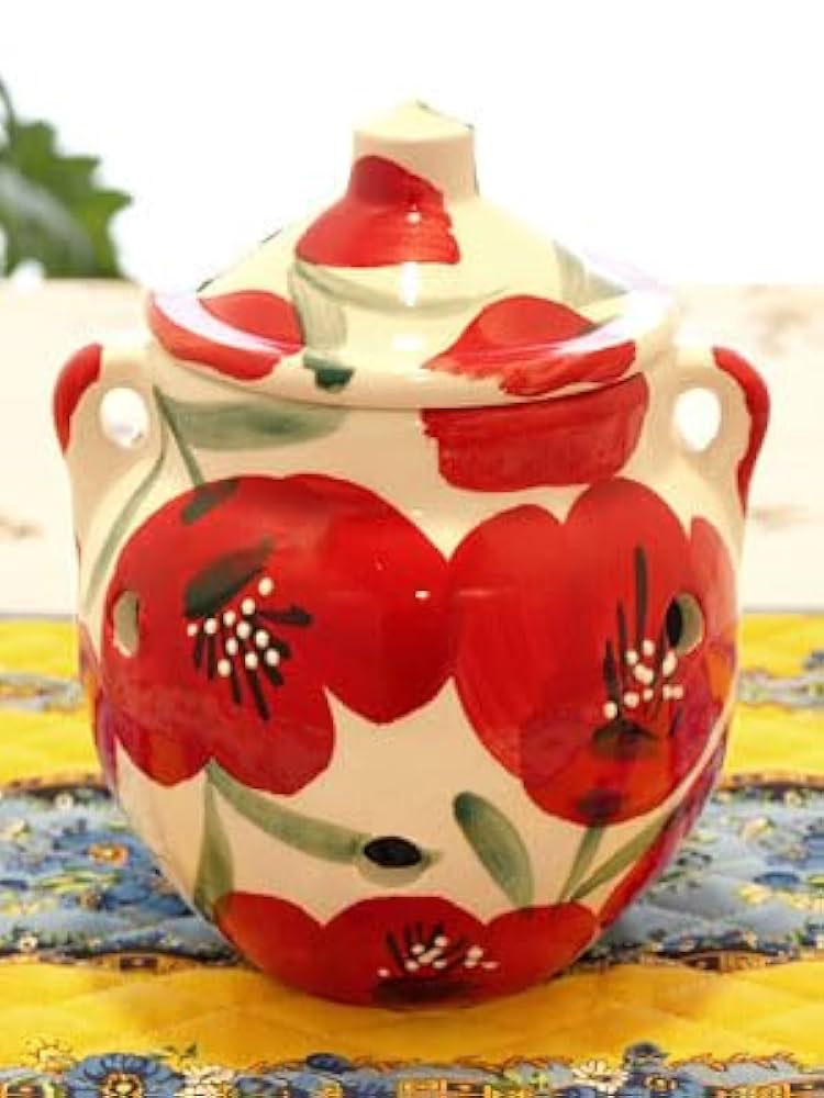 Amazon｜スペイン陶器 SP-102APH ガーリックポット/赤いポピー