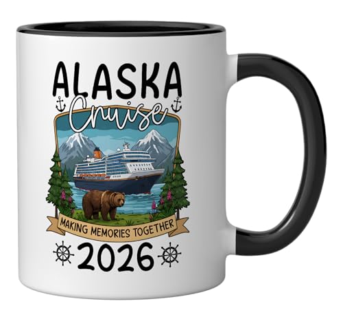Taza cerámica Alaska Cruise 2026 11 oz negro/blanco miniatura 2
