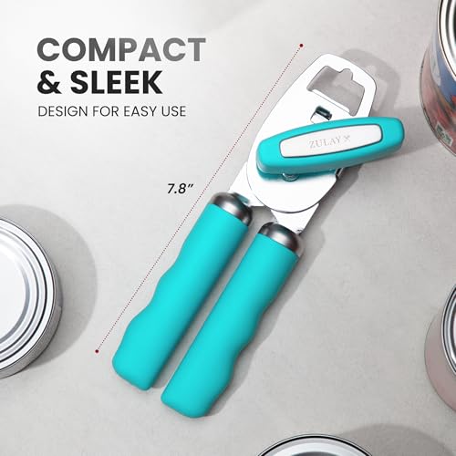 Image of Zulay Kitchen Manual Can Opener Heavy Duty Patented Stainless Steel, Aqua