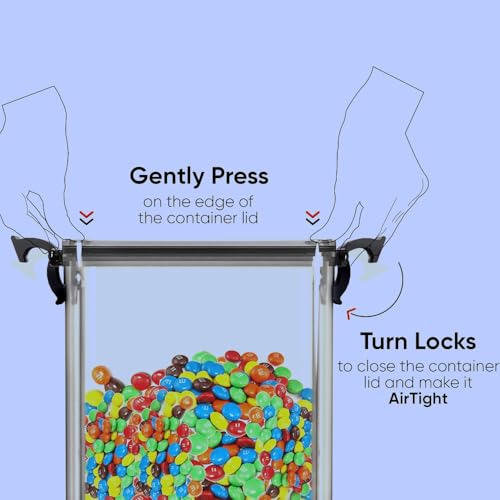 Image of Lock Container Plastic Jar Set of 6 (500 Ml Each) | Airtight Lock Mechanism Kitchen Storage Containers | BPA Free Food Grade Organizer Boxes for Tea, Coffee, Sugar, Dry Fruits
