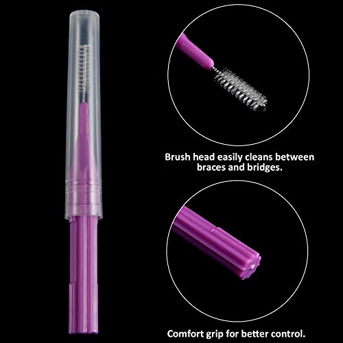 100 Pieces Braces Brush For Cleaner Interdental Brush Toothpick Dental Flossing Head Oral Hygiene Flosser Tooth Cleaning Tool (Light Blue, Yellow, Gray, Purple, Green) #TOP3