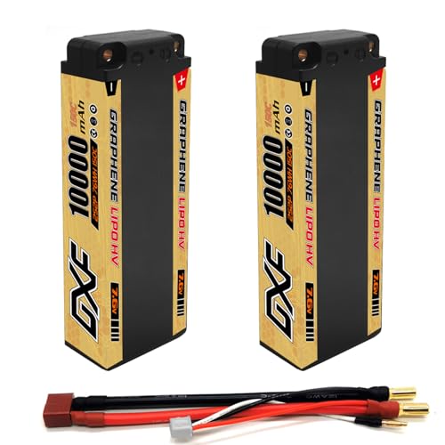 DXF 2X Batterie LiPo 2S 10000mAh 150C 7.6V Prise Deans T - Haute Performance Hard Case pour Voiture RC 1/8 1/10 Buggy Truggy Monster Truck Short Course -...
