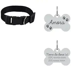 Coleira Personalizada Com Nome E Telefone A Lase (G, Preta)