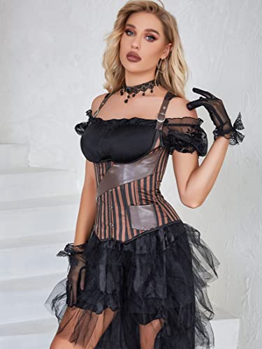 Alivila.Y Fashion Corpete feminino de couro sintético steampunk corpete vitoriano, Café, G