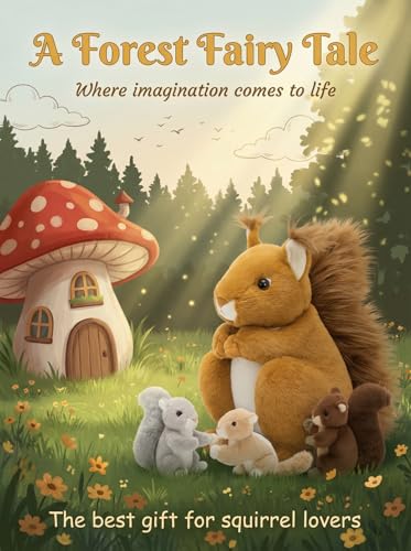 Image of MaoGoLan 4Pcs Squirrel Plush Toys with 3 Baby Squirrels, Realistic Mother Squirrel Stuffed Animal Set, Soft Brown Woodland Animal Plushie Gift for Kids, Girls, Boys & Forest Animal Lovers