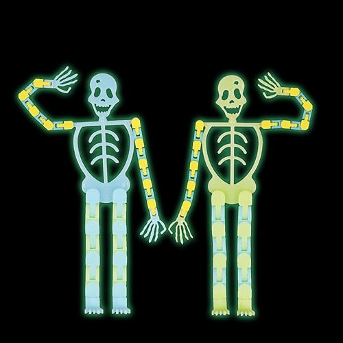 Qpout 10pcs Esqueleto de Halloween Juguetes Halloween Glow In The Dark Esqueleto transformable Transformable Juguetes de Esqueleto de Cadena Estrés Ansiedad Alivio de la presión NiñosJuguetes