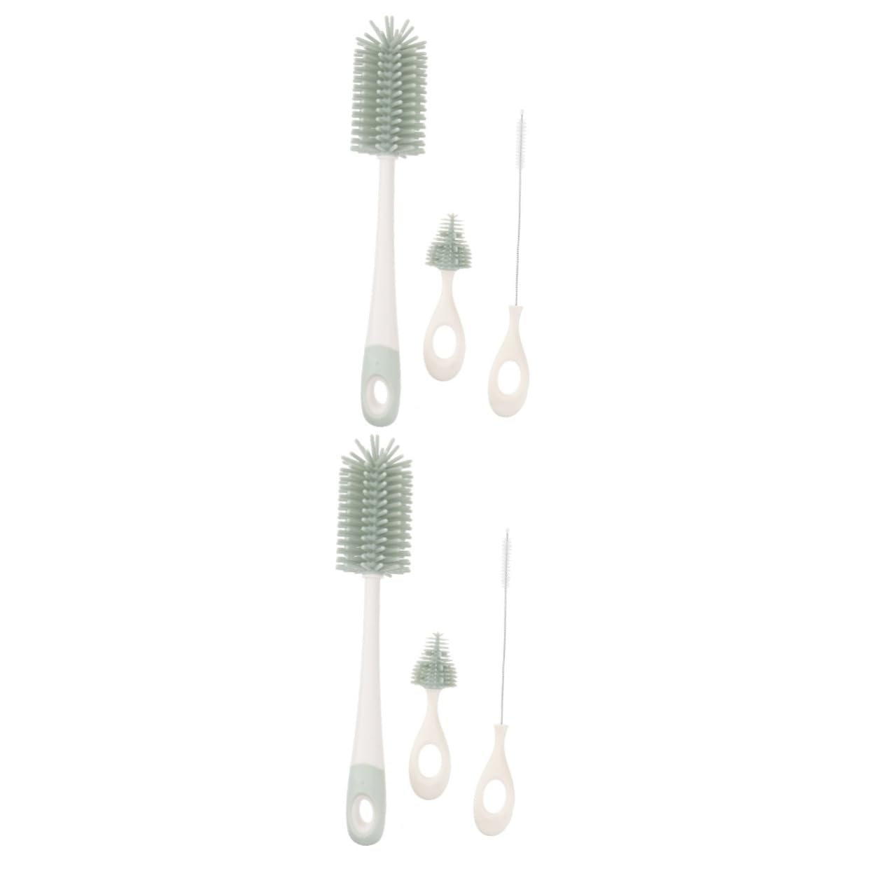 BESTonZON 2 Piezas Juego De Cepillos De Limpieza Botella Herramienta De Limpieza del Hogar Cepillo para Fregar Biberones Bebe Biberones Silicona De Grado Alimenticio Light Green