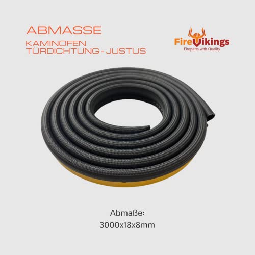Justus Kaminofen Türdichtung 3m ø 18x8mm, Profildichtung Kordel, selbstklebend. Für Modelle: Faro Plus, Reno R, Faro Aqua, Kolosseo Soft, Reno Sof