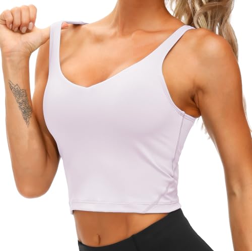 image for THE GYM PEOPLE Women’s Longline Sports Bra Wirefree Padded Medium Su