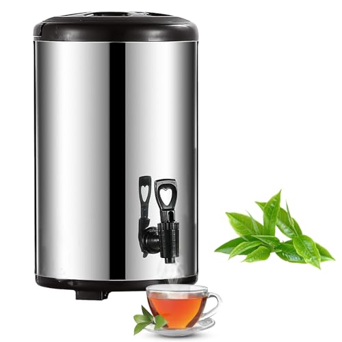 8L Stainless Steel Beverage Dispenser,Commercial Coffee Urn,Hot Water Boiler,Double Walled Insulated Thermal Catering Urn with Spigot for Hot & Cold Drinks,Ideal for Parties,Office & Catering