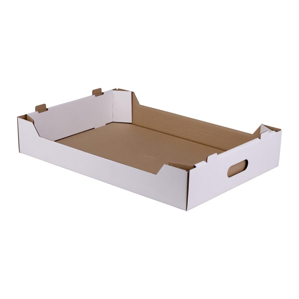 10x Flachsteige, Steckteige, kaschierte Wellpappe, Weiß, 7 kg, 56,2x38,8x10 cm