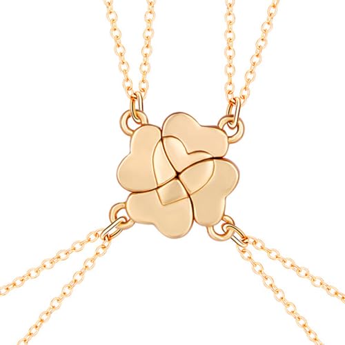 Collier D'amitié Pour 4, 4 Meilleurs Amis Collier BFF Colliers Pour 4 Filles Correspondant à Quatre Feuilles Pendentif Soeur Colliers Pour les Femmes...
