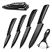 Küchenmesser aus Keramik, 5-teiliges Set, schwarze Klinge, Zirkonia-Keramikmesser, Keramik-Kochmesser, Hacken von Gemüse, Obst, Fleischwürfeln, Küchenutensilien, Geschenk