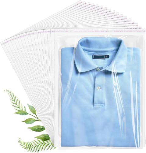 Image of RAAHII 50 piece Plastic packing Transparent Sealable Poly Bags For Saree suit shirt jacket Clothes cover storage in wardrobe Clear Dust & Moisture Resistant Clothing Covers (50, 10X14)