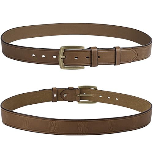Vintage Full Grain Genuine Leather Men Belts with Retro Brass Buckle, Western Cowboy Italian Leather Belt Men Gift3