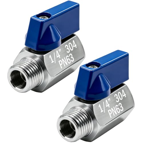 Image of Beduan 1 /4 NPT Mini Ball Valve 304 Stainless Steel Female x Male NPT Thread Shut-Off Valve(Pack of 2)