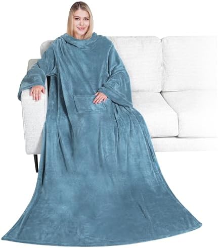 PAVILIA Wearable Blanket with Sleeves for Adult Women Men, Cozy Fleece Warm Wrap Throw with Arms, Gifts for Christmas, Wife