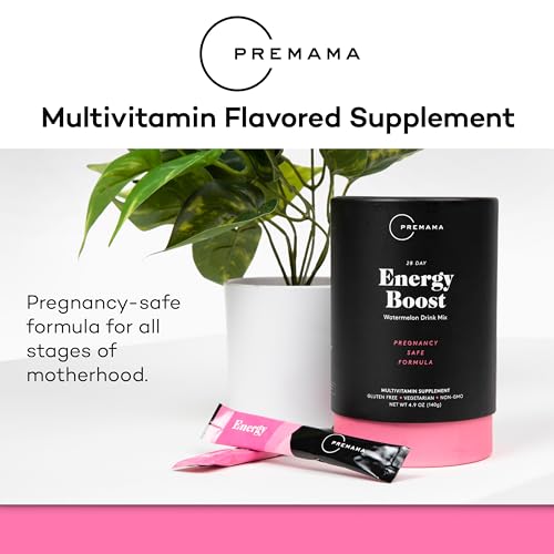 Premama Energy Boost For All Pregnancy Stages, Caffeine-Free, Stimulant-Free Energy, Gluten-Free, Vegetarian, Watermelon Flavor, 28 Single Serve Packets - Image 4