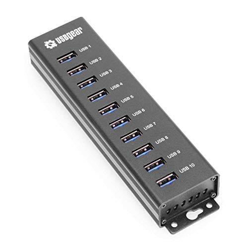 USBGear USBGear 10-Port USB 3.2 Gen 1 Mountable Charging and SuperSpeed Data Hub