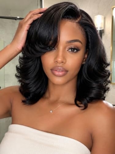 UNICE Bye Bye Slip Body Wave Layered Blowout Bob Wig Human Hair 14 Inch