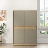 Spacewood Olivra 2 Door Sliding Wardrobe | Santana Oak & Modern Ash Finish | Engineered Wood Almirah with Multiple Shelf & 1 Hanging Spaces | Bedroom Cupboard Almari | 3-Year Warranty