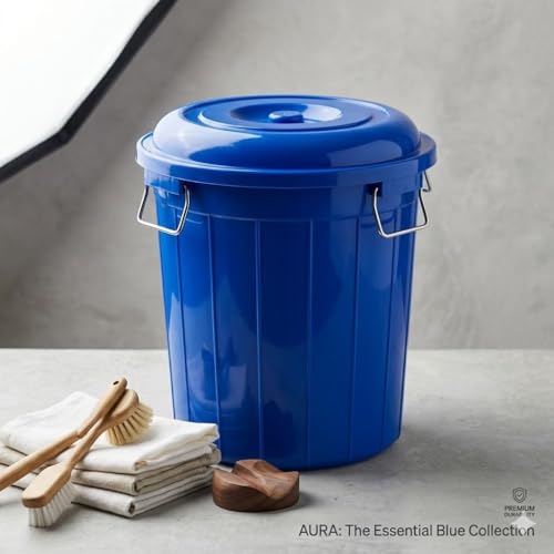Image of Plastic, [40 LTR, Multi Colour], with Lid Multipurpose Plastic Storage Bucket Drum 40LTR with Check Duster Cloth Free(GIVE Order Maximum 1 Qty WE Cant DISPETCH More Than 1 Qty)