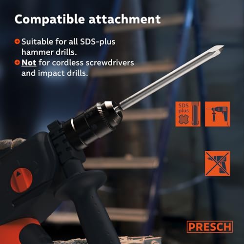 Presch SDS-Plus Chisel Set, 3-piece (Flat Chisel, Wide & Point), Extremely Robust, Durable Tips - Image 3