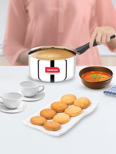 Image of Heavy Gauge Stainless Steel Sauce Pan | Tea Pan | Chai Pan | Milk Pot with Handle | 1.5 Liter | Induction & Gas Stove Compatible