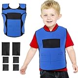 OUTREE Weighted Vest for Kids with Sensory Needs (Small, Ages 3-4), Compression Vest for Kids with ADHD and Autism, Weighted Vest Including 6 Removable Weights, Breathable Mesh Design (Blue)