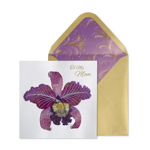Carte fête des mères orchidée brodée NIQUEA.D : fini le papier jetable