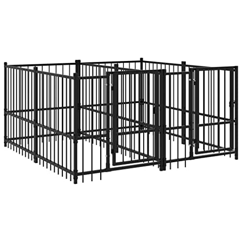 Teenpull Outdoor- Hundezwinger aus pulverbeschichtetem Stahl 3, 75 m², robuster Hundekäfig mit Schwenktür, wetterfest und sicher für Welpen und Hunde im Garten und draußen