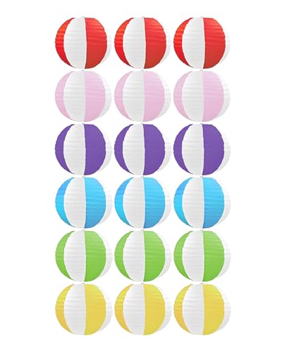 Lanito 紙提灯 お盆 紙ちょうちん カラフル 提灯 お盆飾り 燈籠 18個セット 2色切り替わり イベント お祭り 居酒屋/誕生日/結婚式/出店/DIY絵画/装飾用 (25cm)