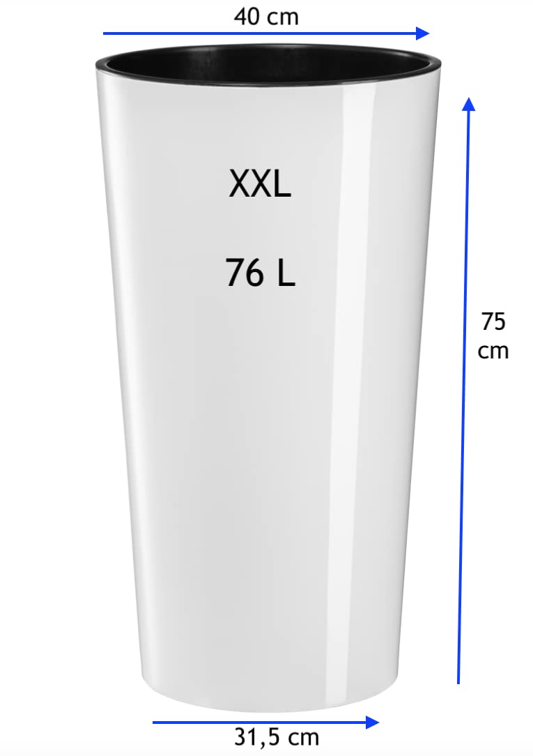 MELTOM Fioriera Design XXL Con Sistema Di Irrigazione - Lucida, Resistente, Colore Nero - 39x39x41 Cm - 2
