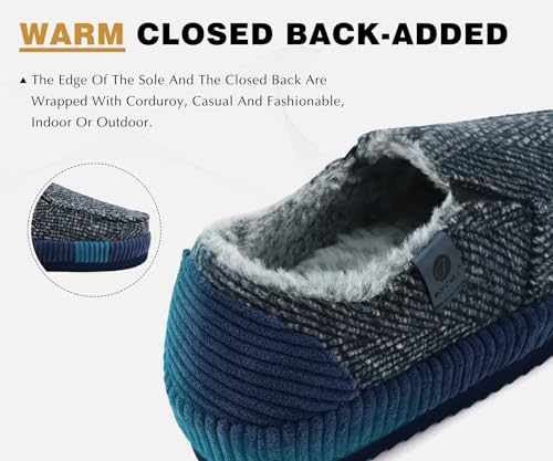 Image of ONCAI Mens Clog Slippers with Arch Support Stripe Faux Fur Cotton-Blend High-Density Memory Foam Warm House Slippers Slip-on Indoor Outdoor Rubber Sole Size 7-16