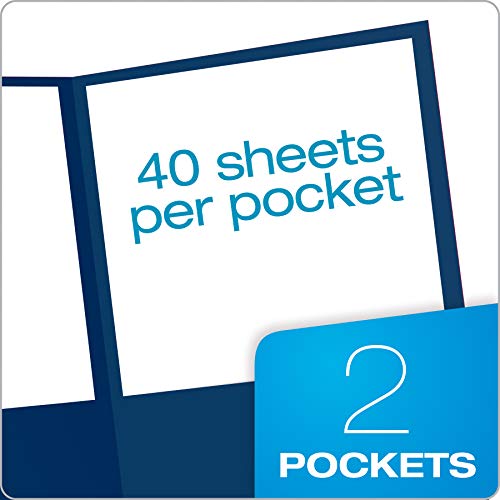 Oxford Monogram Executive Twin Pocket Folders, Letter Size, Blue With Gold Foil Trim, 4 Pack (04162) #TOP1