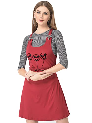 Image of FNOCKS Women's Cotton Blend Skirt Dungaree and Striped Top for Women
