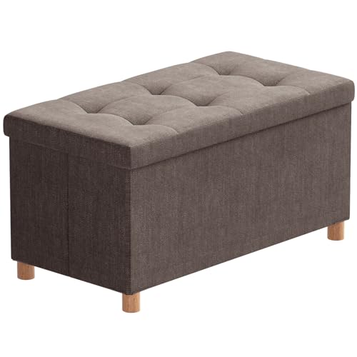 BRIAN & DANY Sitzbank mit Stauraum, Sitztruhe Sitzhocker Fußhocker, Faltbar Sitztruhe Sitzhocker mit Deckel, Braun, 76 x 38 x 38 cm BRIAN & DANY Sitzbank mit Stauraum, Sitztruhe Sitzhocker Fußhocker, Faltbar Sitztruhe Sitzhocker mit Deckel, Braun, 76 x 38 x 38 cm