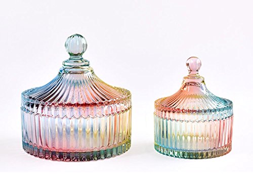 Choold Luxury Colorful Tent Shaped Crystal Candy Jar With Lid,Clear Glass Apothecary Jar Wedding Candy Buffet Jar Food Jar (10Oz/24Oz) #TOP3