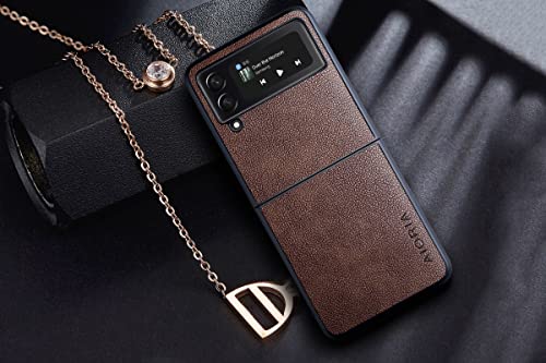 Capa Protetora de Couro Sintético Corino para o Samsung Galaxy Z Flip 4 (Marrom)