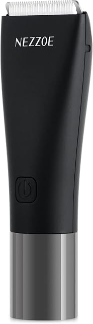NEZZOE Body Hair Trimmer, Electric Groin Hair Trimmer & Razor, Replaceable Ceramic Blade Heads, Waterproof Wet/Dry Clippers, USB Rechargeable