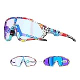 KAPVOE Occhiali Ciclismo Fotocromatici Uomo Donna Lente Blu K9408