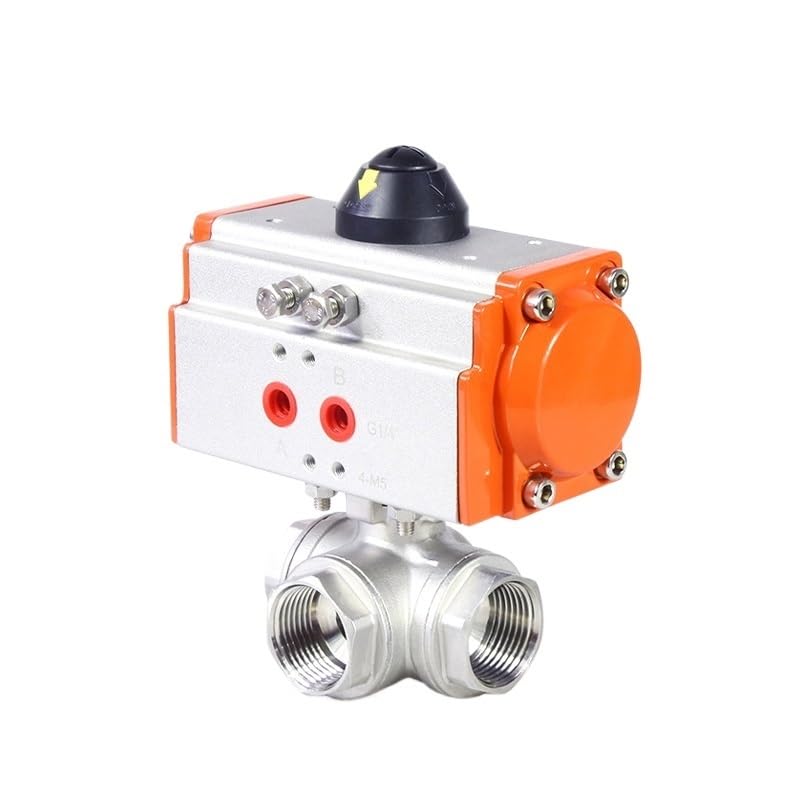 Robinet à bille pneumatique 3/8 trois voies inox T Q614F-16P pour contrôle de fluide industriel