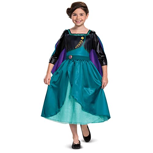Disguise Disney Frozen 2 Anna Costume for Girls, Classic Dress and Cape Outfit, Toddler Size Medium (3T-4T), Child Extra Small, Teal & Black