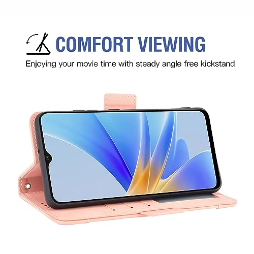 Asuwish Compatible with OPPO A17 Wallet Case and Tempered Glass Screen Protector Card Holder Stand Leather Flip Cell Accessories Phone Cover for OPPOA17 A17case Women Men Rose Gold - Image 3