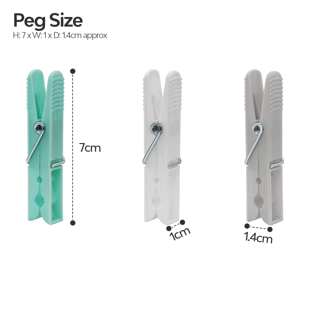 pegs it 36 Pcs Pegs for Washing Line, White, Grey, Aqua, M - Image 2