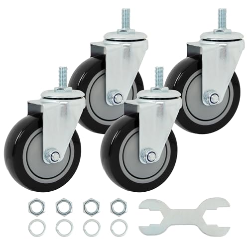 Finnhomy Swivel Caster Wheels 4 Inch Threaded Stem Casters Set of 4