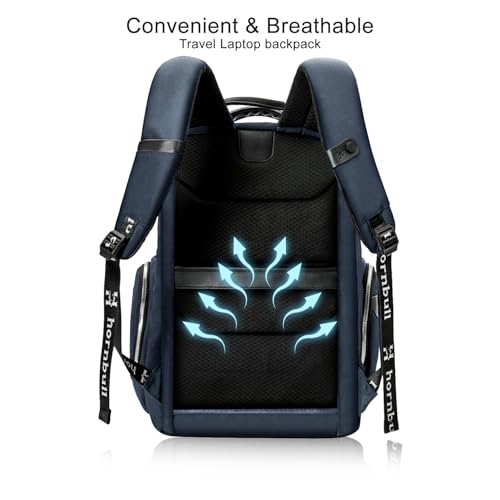 Image of HORNBULL Travel Backpack for Men 45L Large Heavy Duty Office Travel Laptop Bag Fit Upto 17 inch Laptop 1680D Polyester Water-resistant Padded Overnight Laptop /Clothes Bag with Multi-Pocket