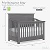 Evolur Waverly 5-in-1 Full Panel Convertible Crib in Rustic Grey, JPMA & Greenguard Gold Certified, Constructed Out of kiln-Dried Hardwood, Features 3 Mattress Height Settings