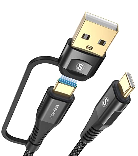 USB-C to USB-C Cable 6.6FT PD 100w iPhone 17 Charger 2 in 1 USB A/C to USB-C Nylon Braid Cord for iPhone 17 16 15 Pro Max Plus iPad Pro Air MacBook Samsung Galaxy S25 S24 S23 S22 Note 20 10 Pixel PS5