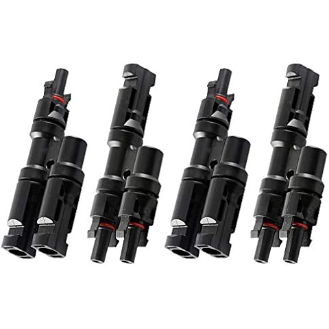 Sun YOBA 2 Pairs T/Y Branch Cable Connectors 2 to 1 Cable Splitter for Solar Panel System Connectors MMF and FFM Splitter Coupler Wire Branch Cover